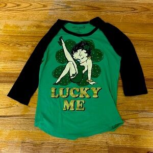 Betty Boop Women's 3/4 Sleeve Top Cotton Polyester juniors Size L ( 11/13)